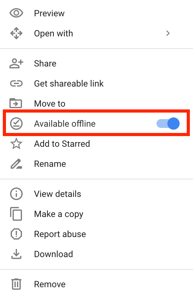 Offline mode for individual files