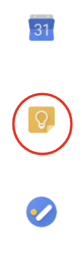 the option to access google keep while in gmail