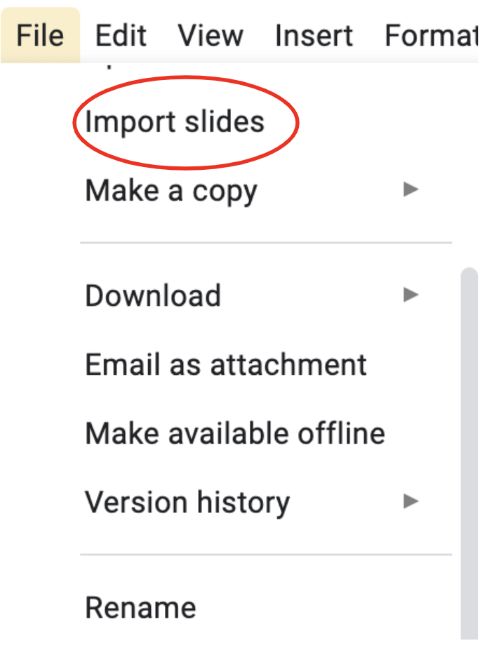 Import Slides from a past presentation in Google Slides