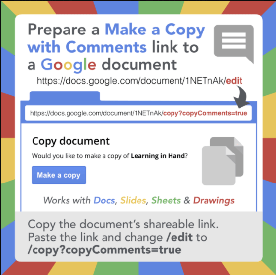 How to copy a google doc with comments from Tony Vincent