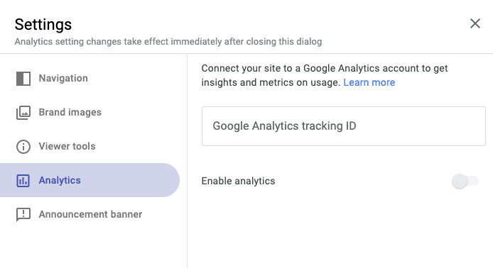 analytics settings in google sites