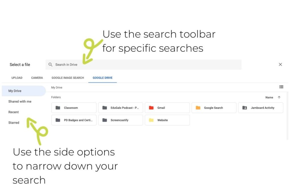 Options for adding a custom background image from Google Drive