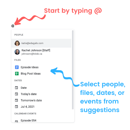 Adding smart chips using the @ symbol