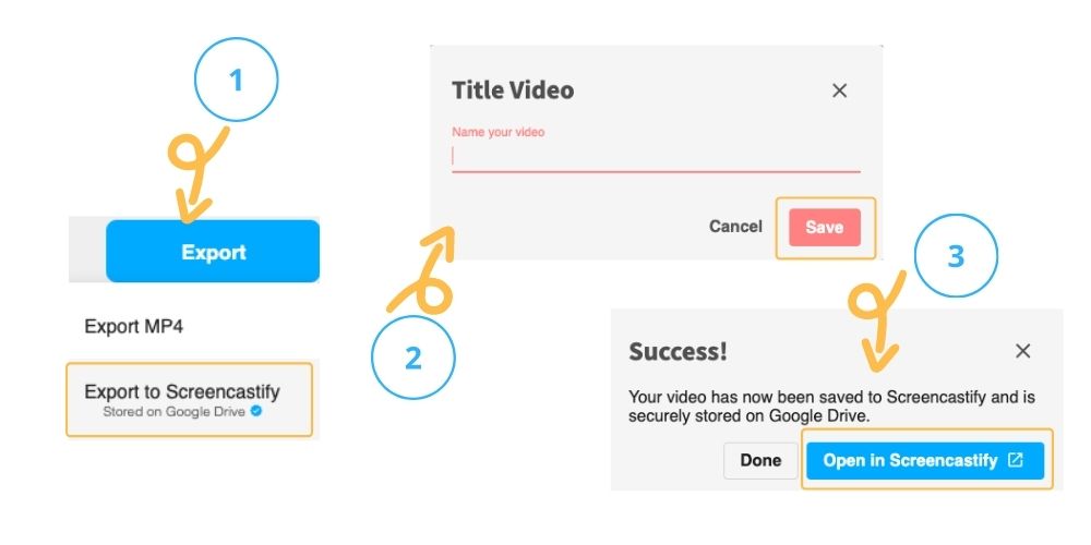 Export options in Screencastify edit